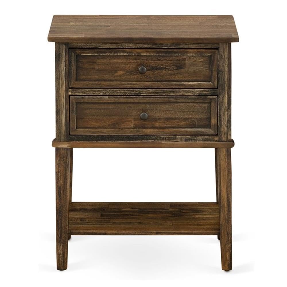 East West Furniture VL-07-ET Valencia Nightstand - Rectangle Bedside Table with 2 Drawers for Bedroom, 16x22 Inch Inch, Distressed Jacobean